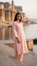 Peach Chikankari Suit