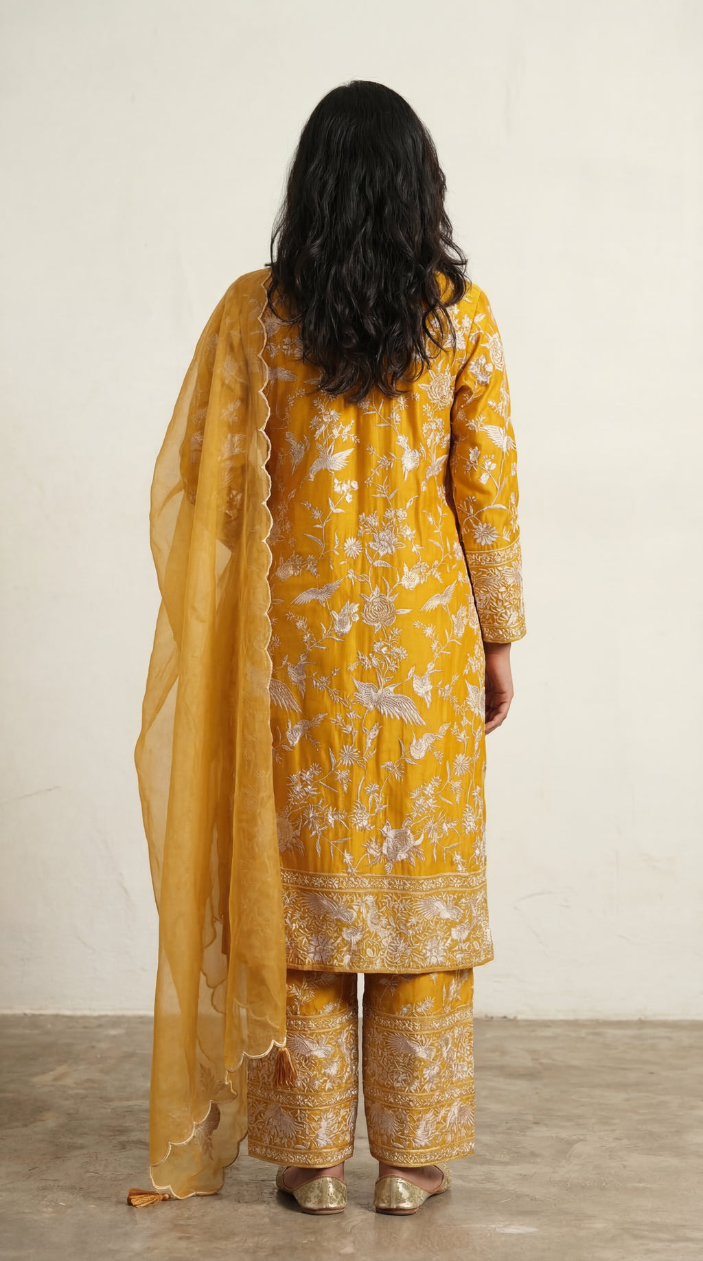Yellow Parsi Gara Suits