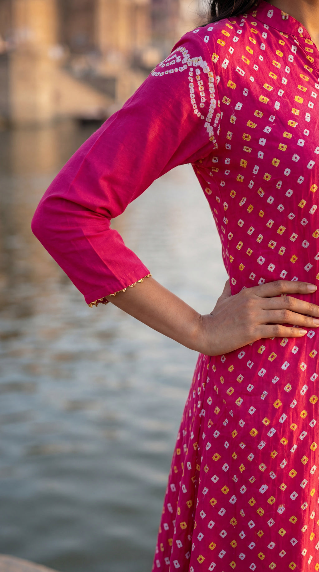 Bright Pink Bandhej Suit