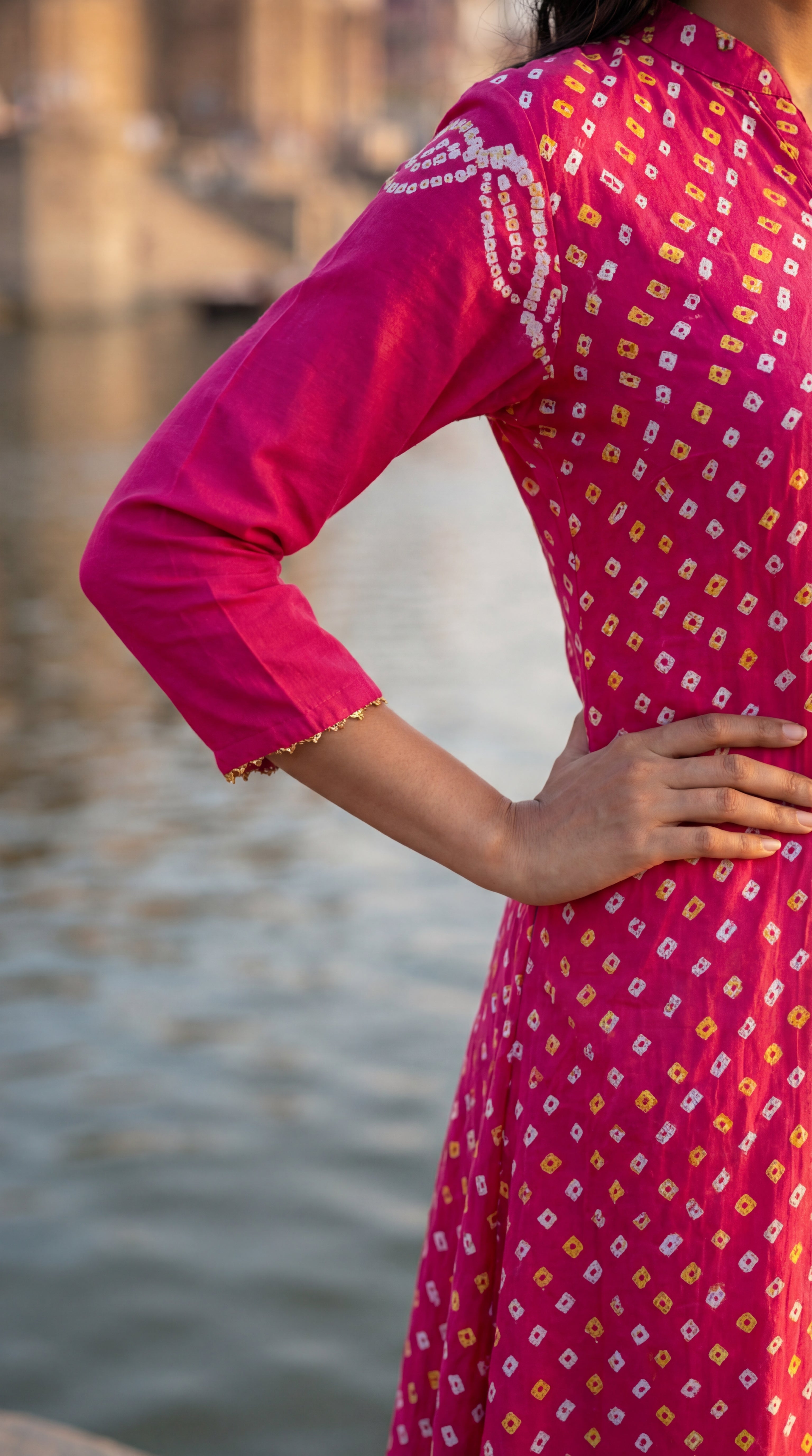 Bright Pink Bandhej Suit