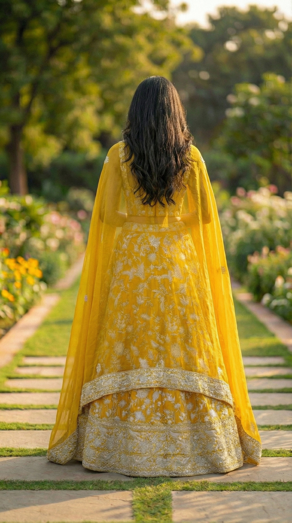 Sunshine Yellow Ghara Silk Skirt with Corset