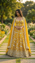Sunshine Yellow Ghara Silk Skirt with Corset
