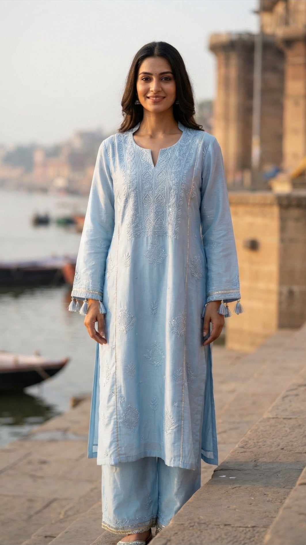 Sky Blue Chikankari Suit