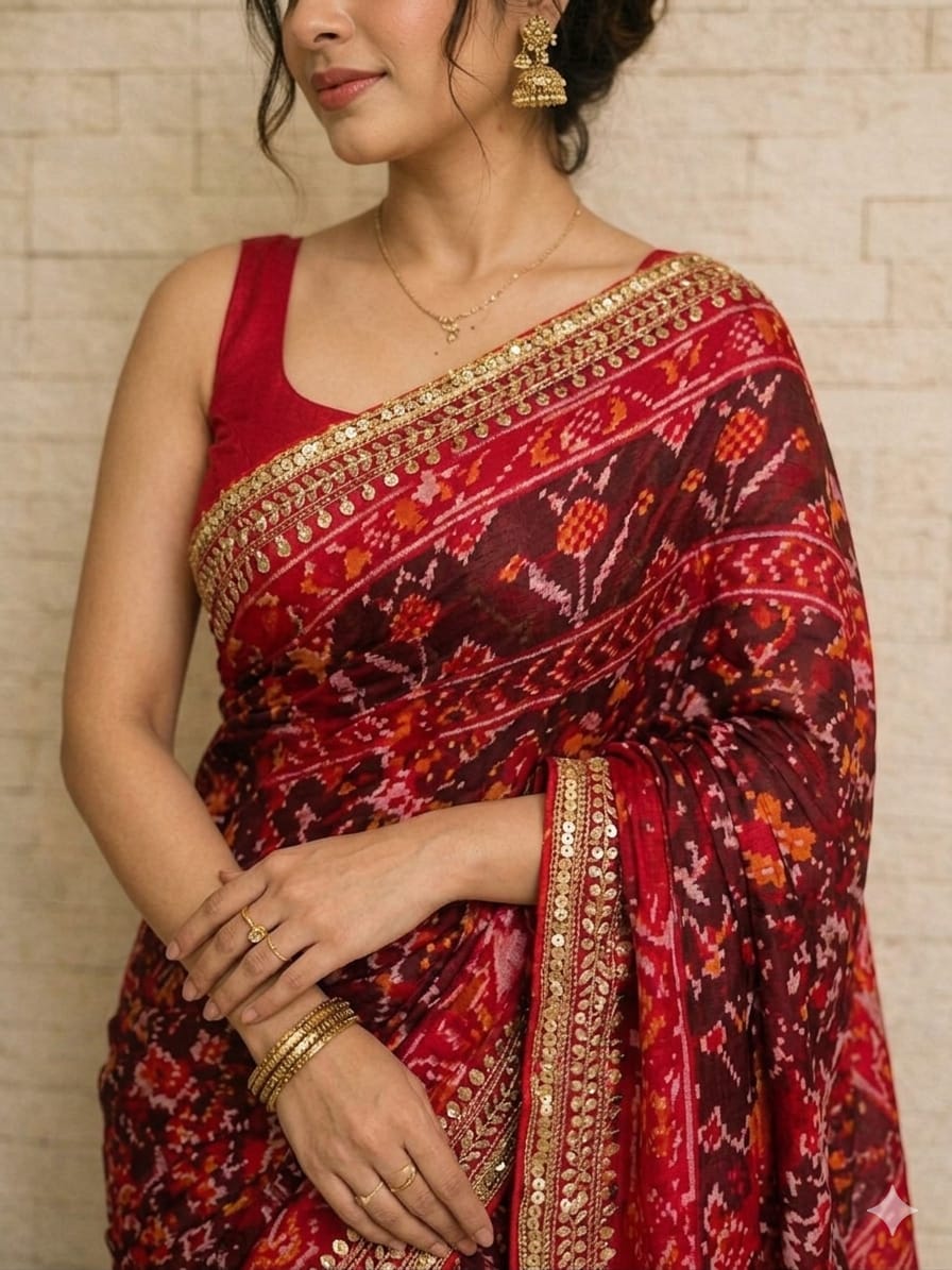 Young Red Ikkat Patan Patola Saree