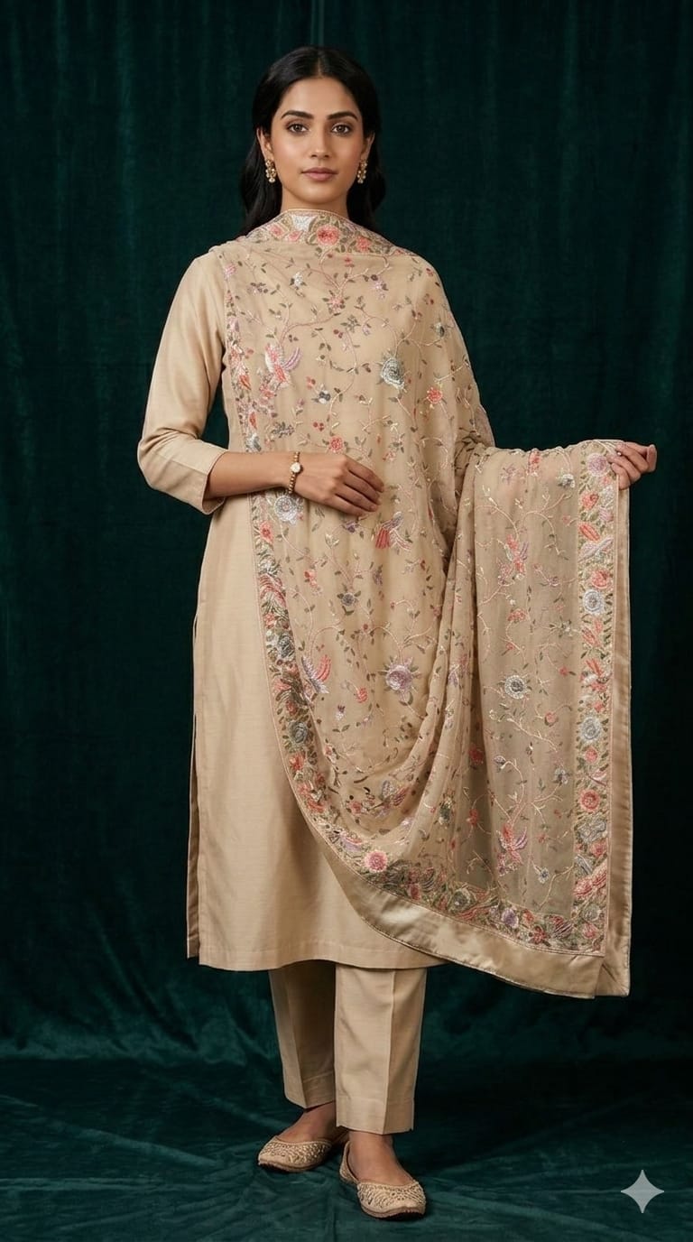 Earth beige Parsi Gara duppta