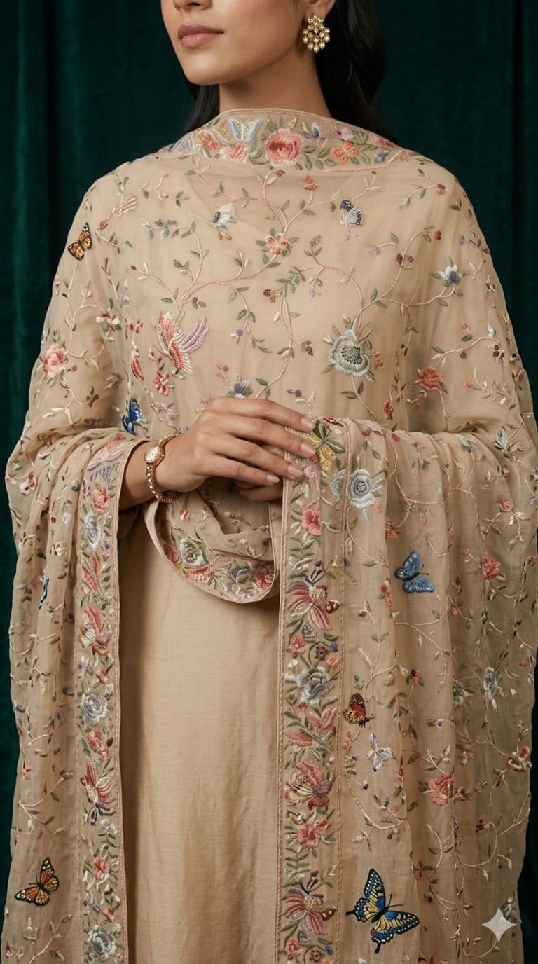 Earth beige Parsi Gara duppta