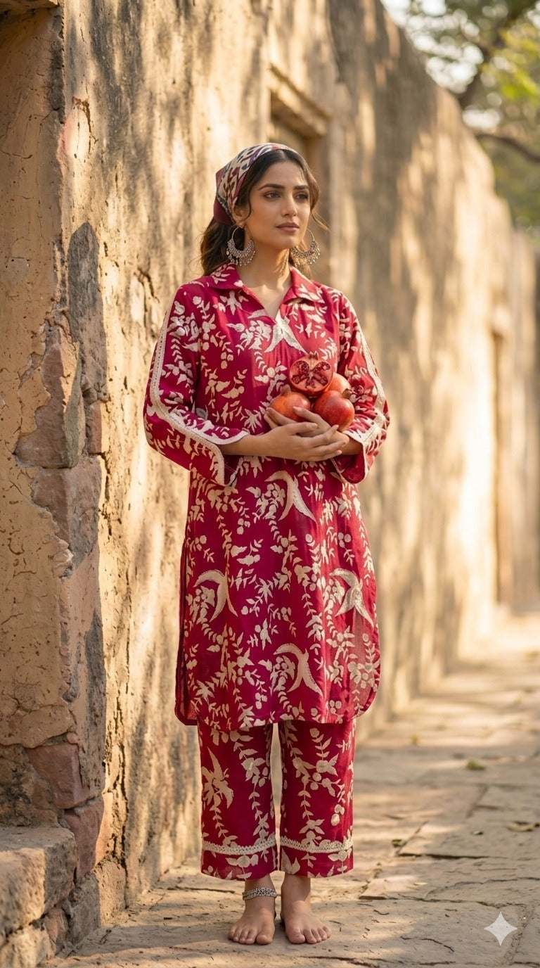 Rani Pink Gara Coord Set