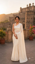 Ivory Sequins Saree