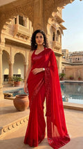 Red Sequins Saree