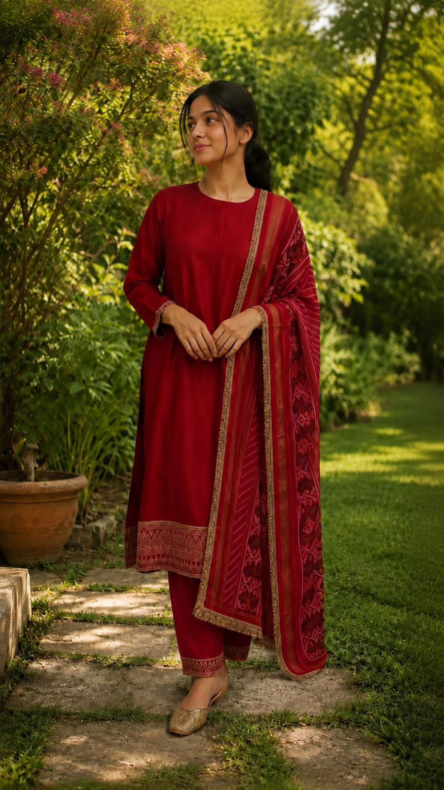 Red 25 Long Kurta Set