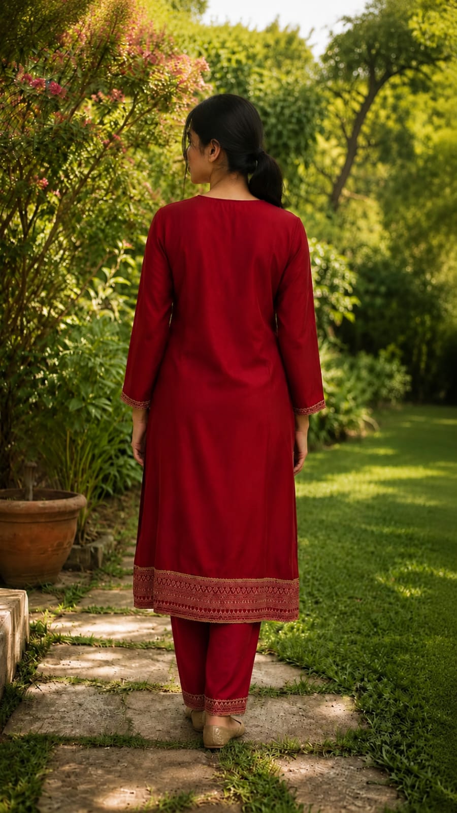 Red 25 Long Kurta Set