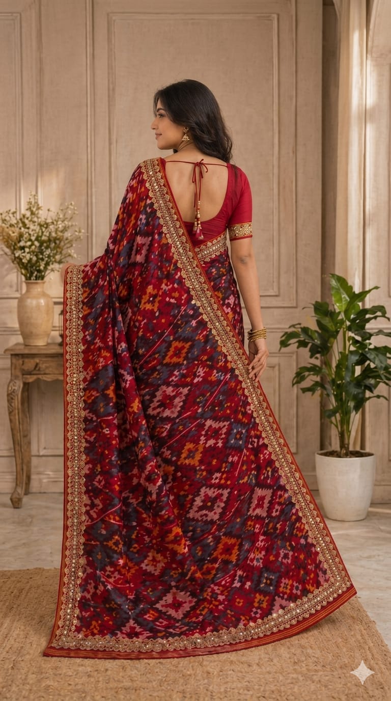 Pomegranate Ikkat Patan Patola Saree