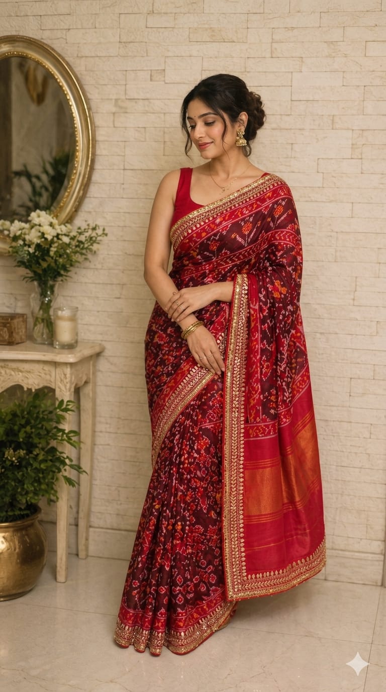 Young Red Ikkat Patan Patola Saree