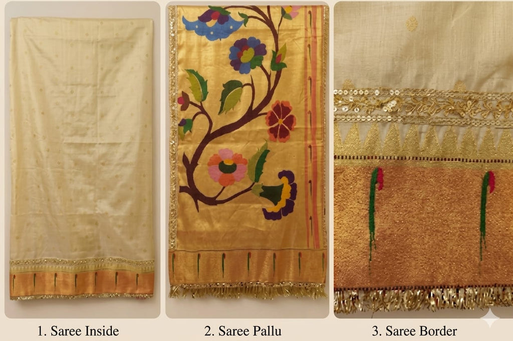 Ivory Gold Paithani