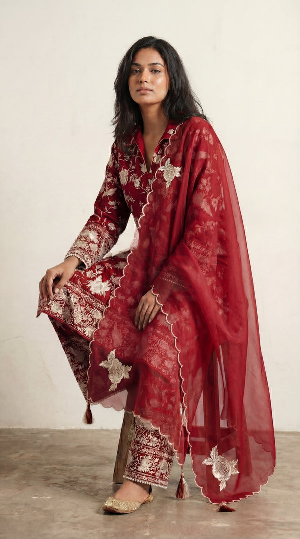 Red Parsi Gara Suits