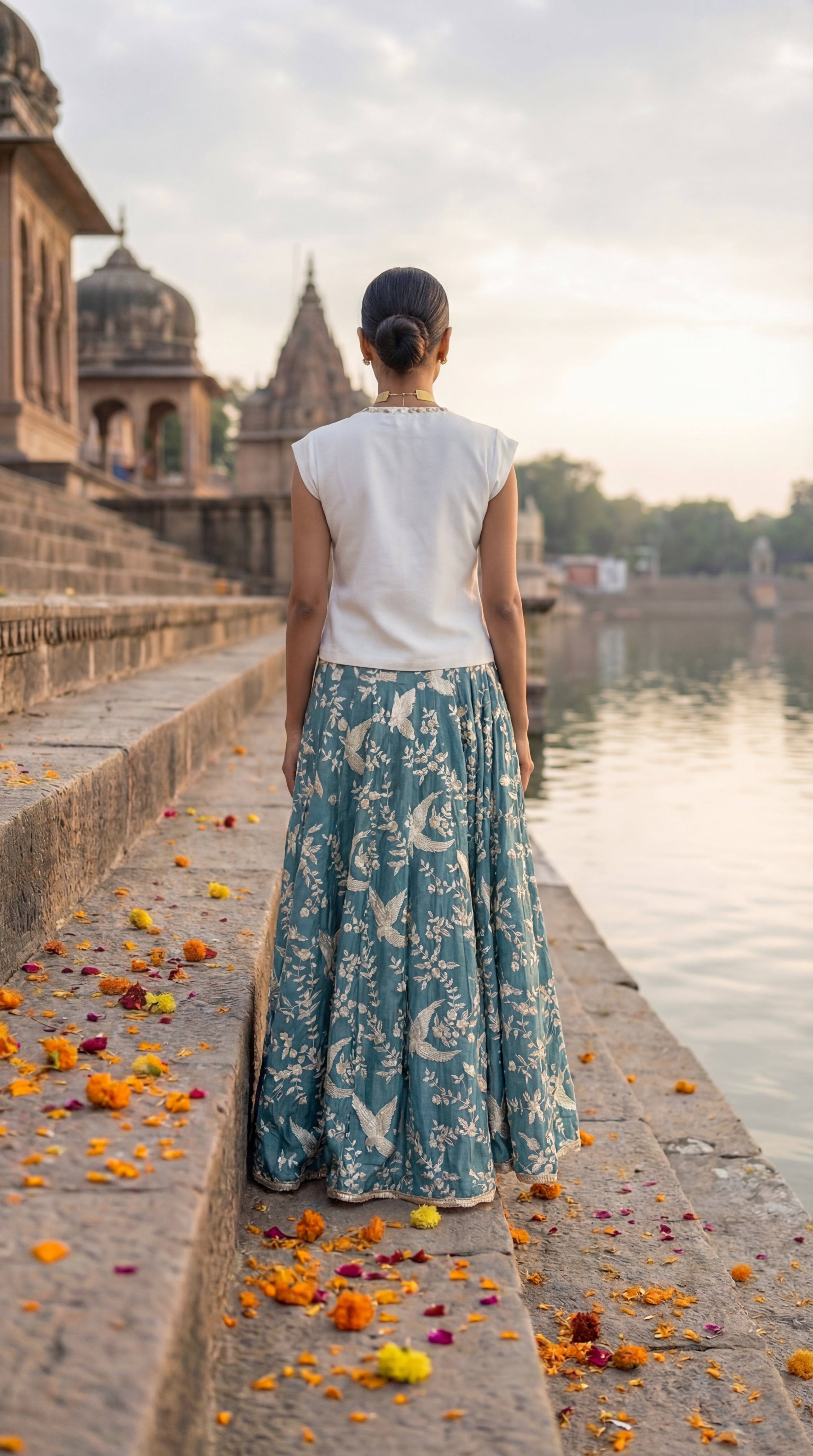 Ocean Whisper Gara Mul Skirt with Top