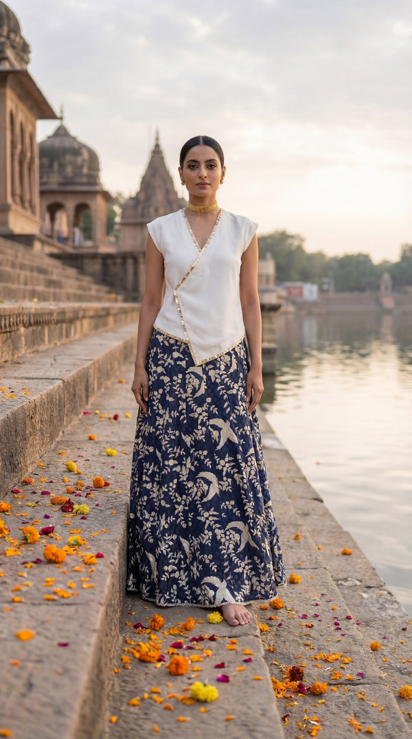 Majestic Sapphire Gara Mul Skirt with Top