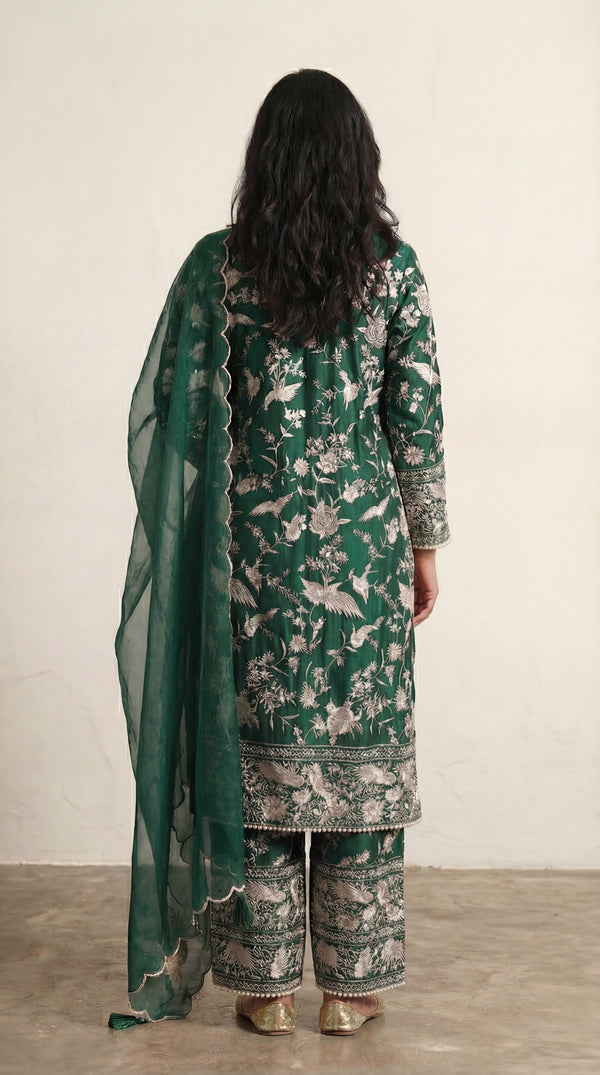 Emerald Green Parsi Gara Suits